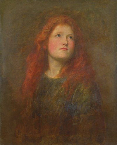 Studio di ritratto di una ragazza con i capelli rossi da George Frederick Watts